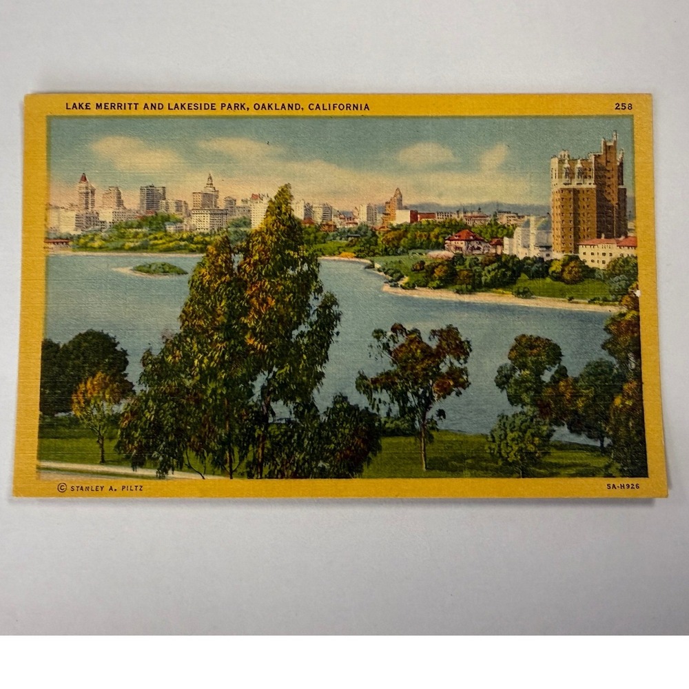 Vintage Lake Merritt Lakeside Park Oakland California Postcard Stanley A Piltz
